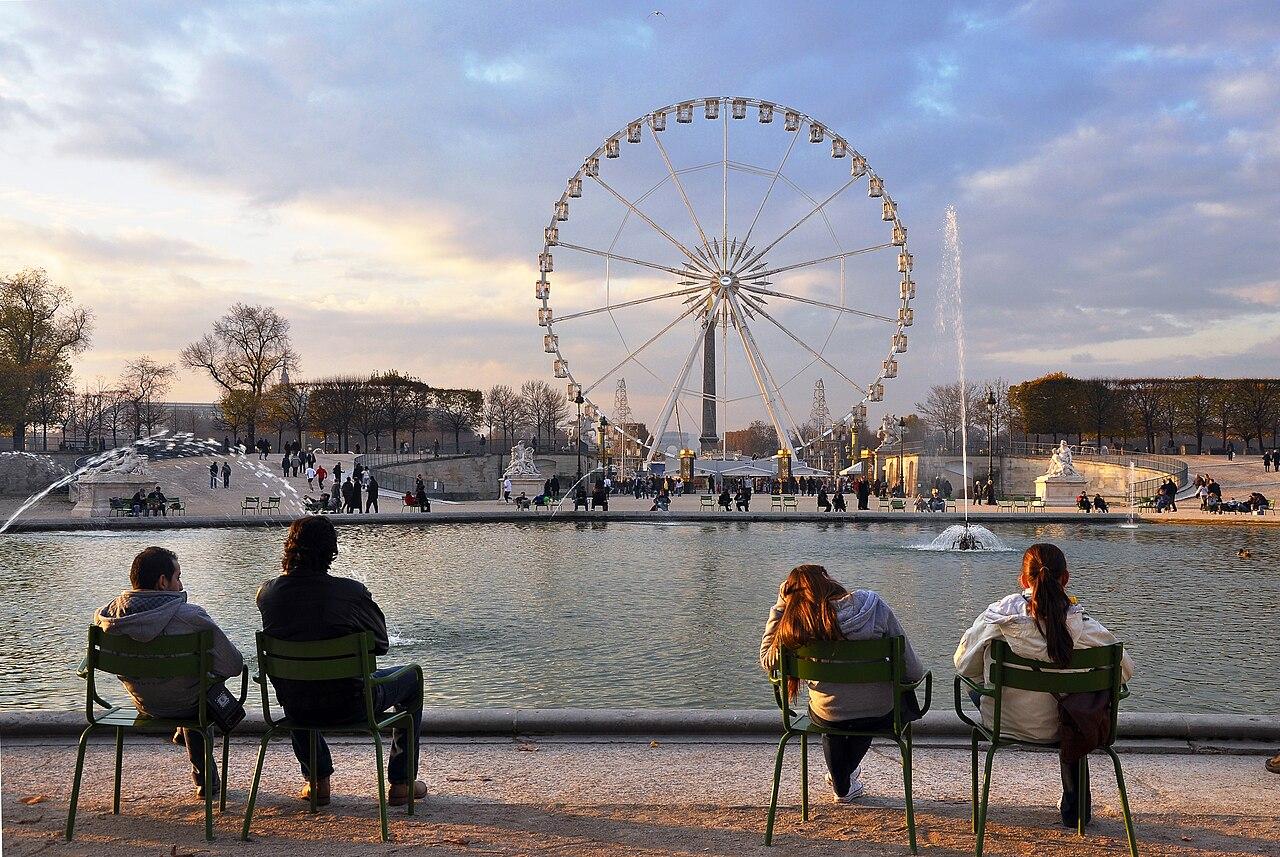 The large octagonal basin in the Tuileries Garden, Paris