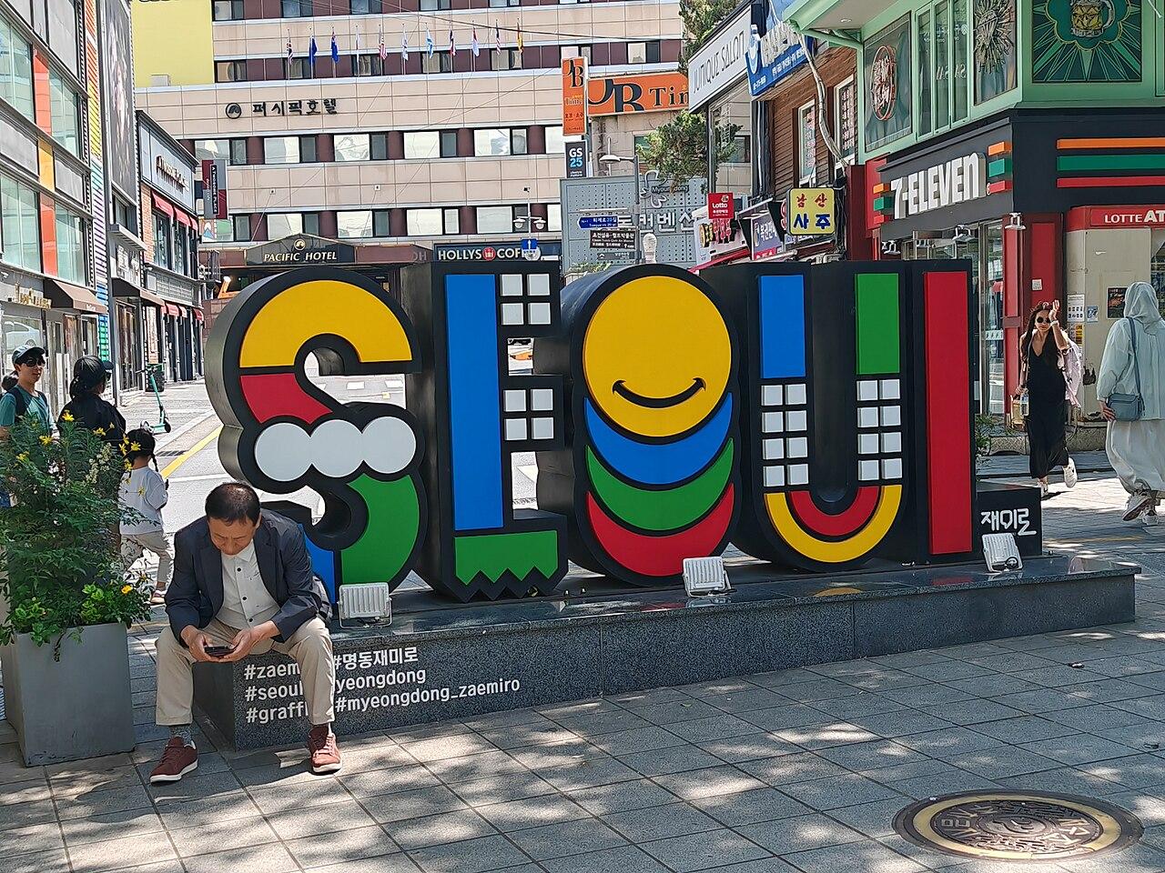 Myeongdong shopping street in Seoul