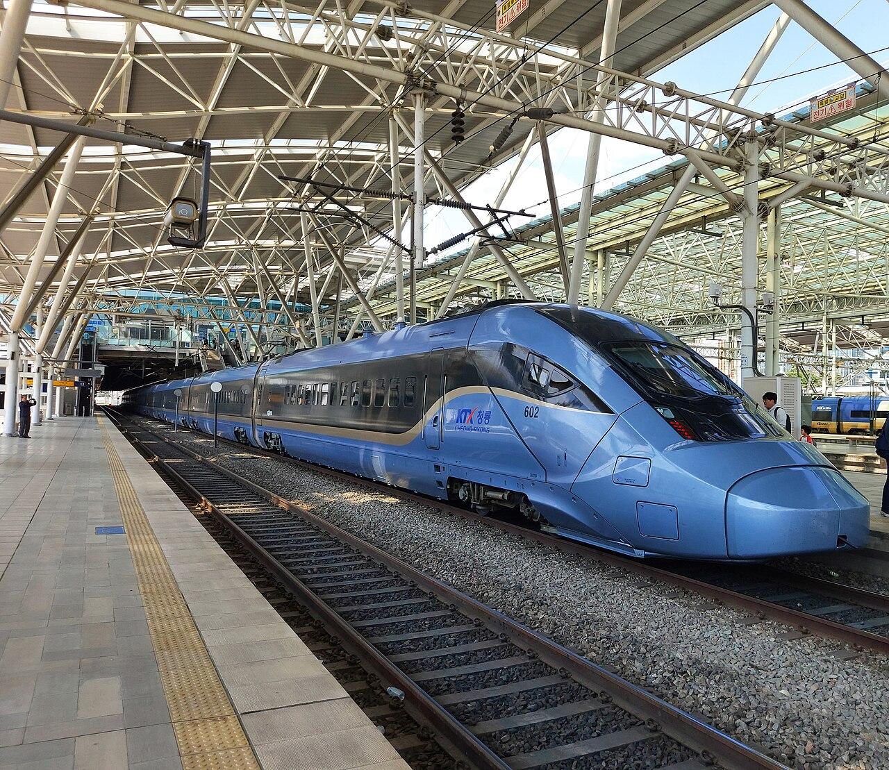 KTX train waiting at a platform in Seoul Station