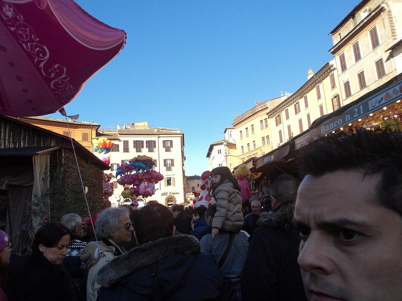 Christmas market stalls in Piazza Navona, Rome