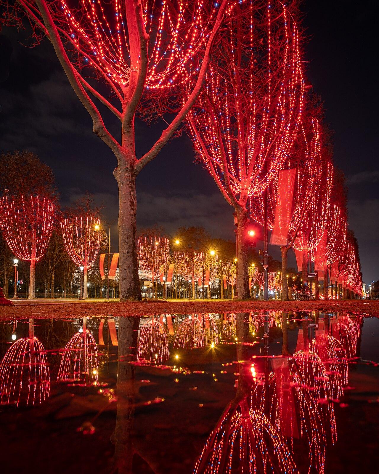 Champs-Élysées avenue in Paris in December