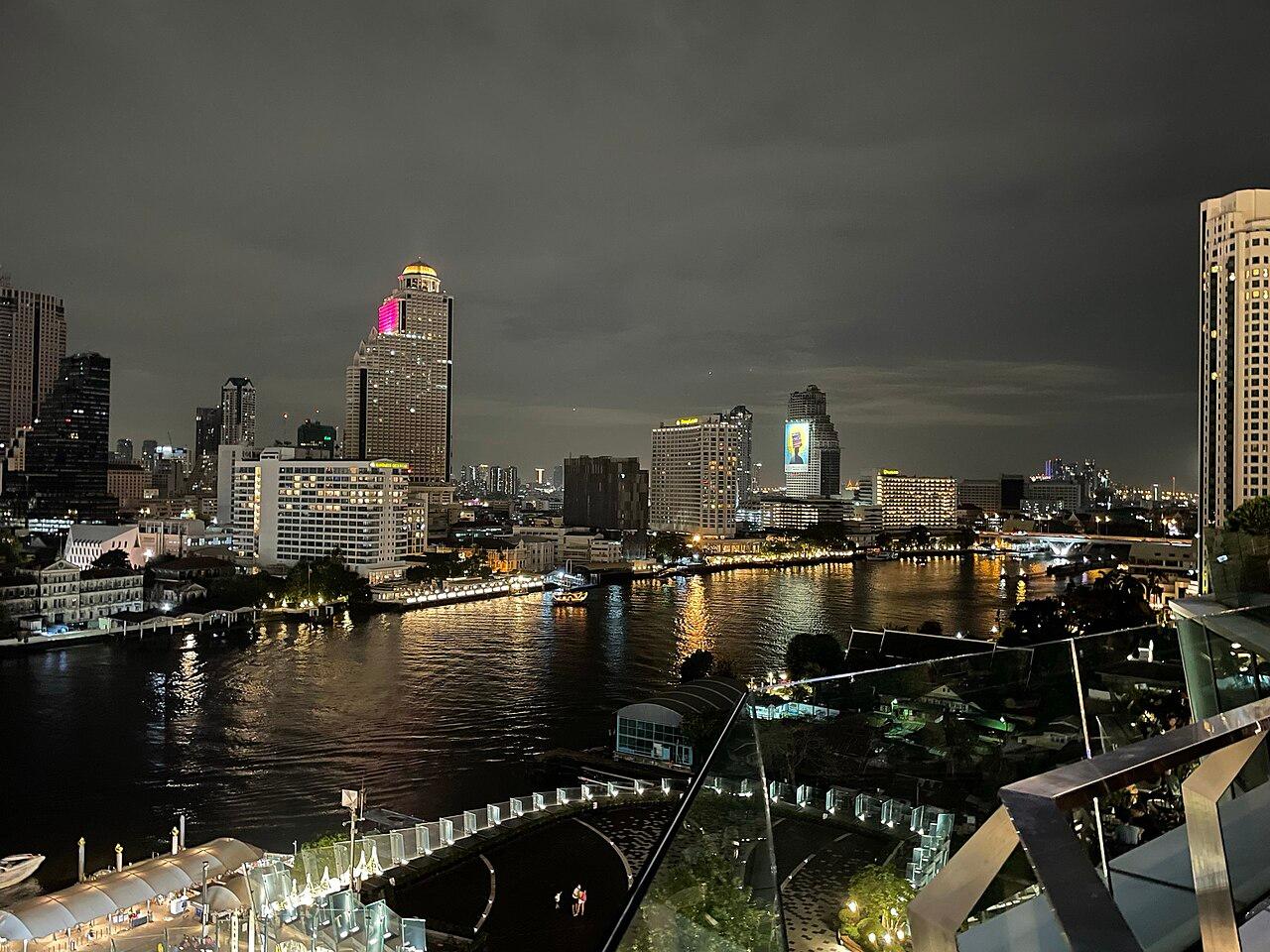 Chao Phraya River at night from ICONSIAM