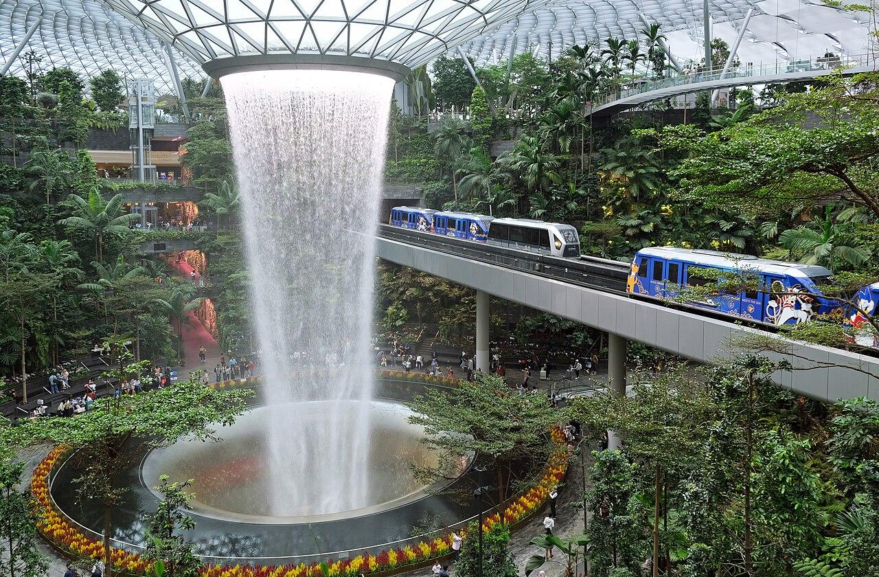 Rain Vortex waterfall at Jewel Changi Airport